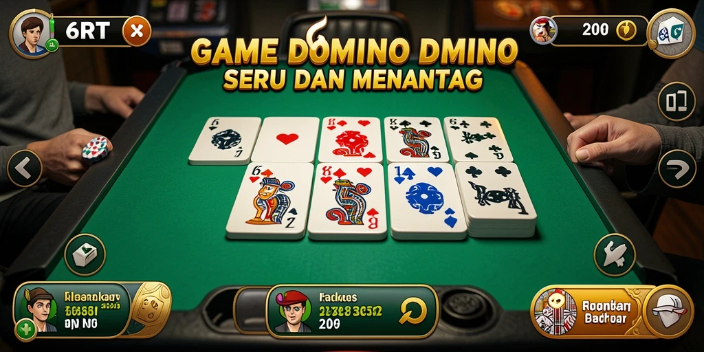 Tampilan gameplay seru dalam 6RT dengan kartu Domino.