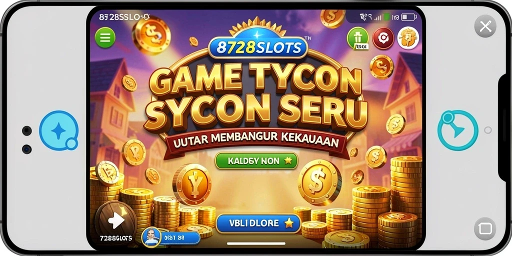 Screenshot gameplay Tycoon 8728SLOTS dengan mesin slot menarik.