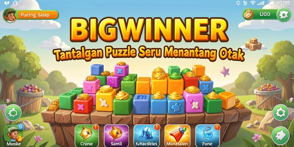 Tampilan gameplay seru dalam BIGWINNER dengan ragam teka-teki.