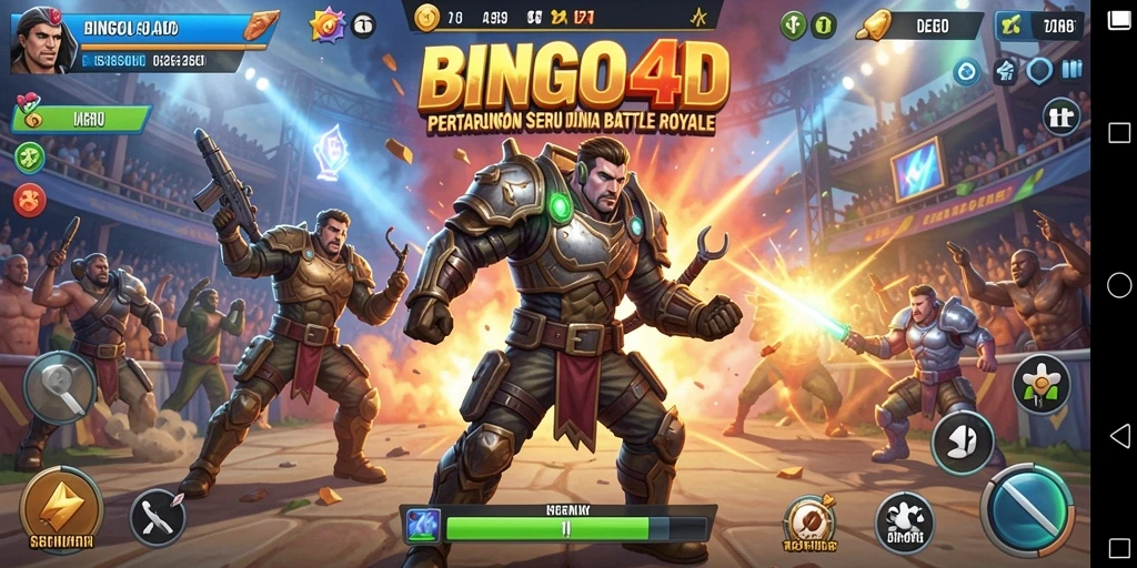 Tampilan gameplay BINGO4D dengan aksi seru Battle Royale.