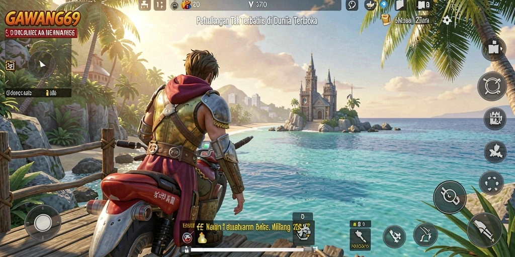 Screenshot permainan GAWANG69 menampilkan pengalaman petualangan dunia terbuka.