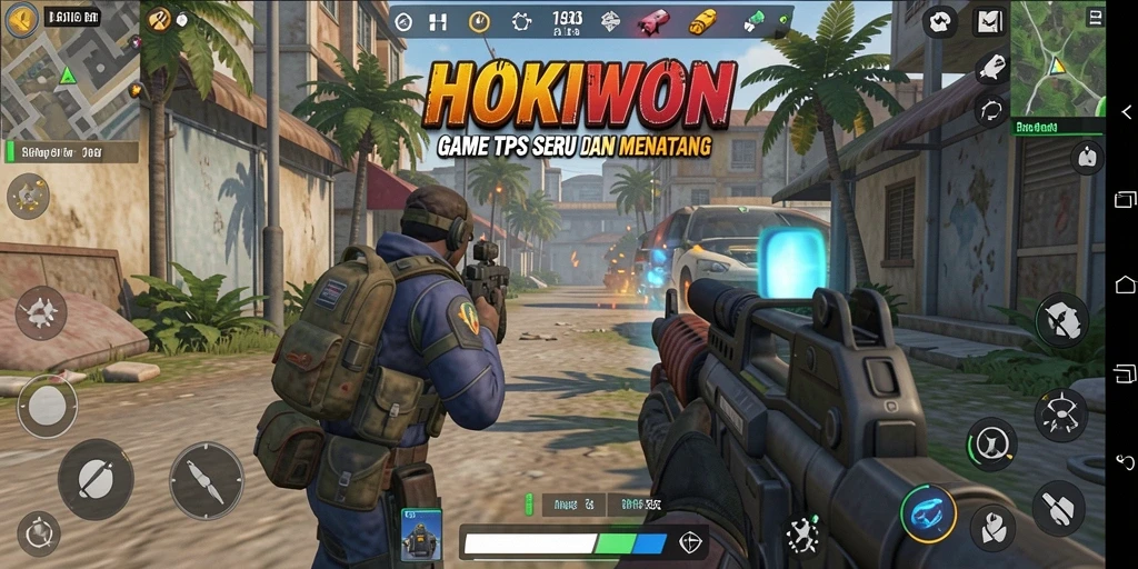 Screenshot HOKIWON menampilkan aksi pertempuran yang mendebarkan.