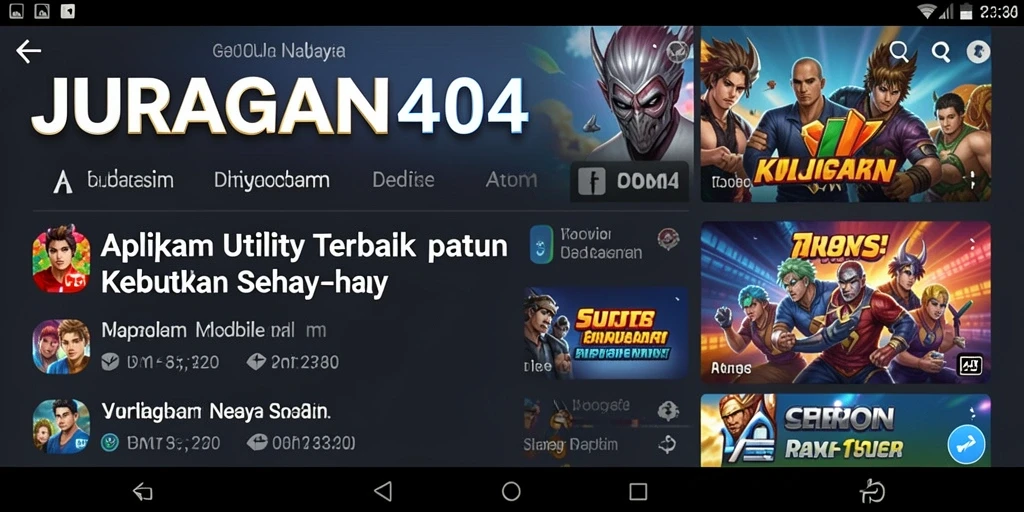 Tampilan antarmuka utama JURAGAN404 yang informatif dan mudah digunakan.
