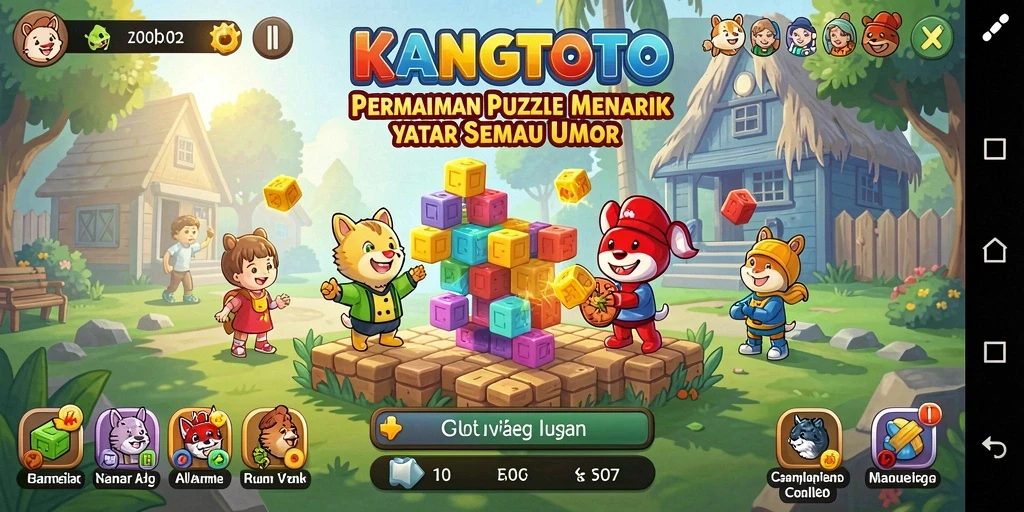Tampilan gameplay KANGTOTO dengan berbagai teka-teki Puzzle yang menantang.