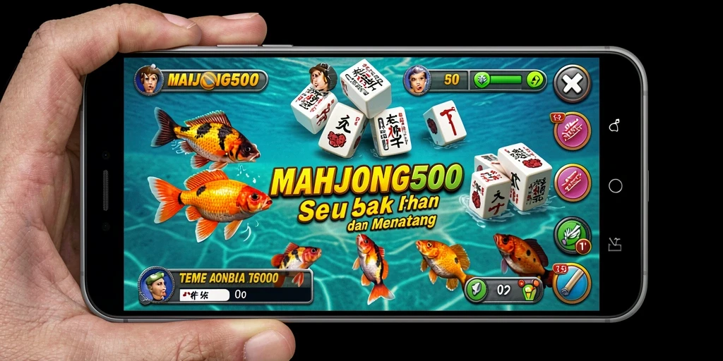 Screenshot gameplay MAHJONG500 dengan tembak ikan yang seru.