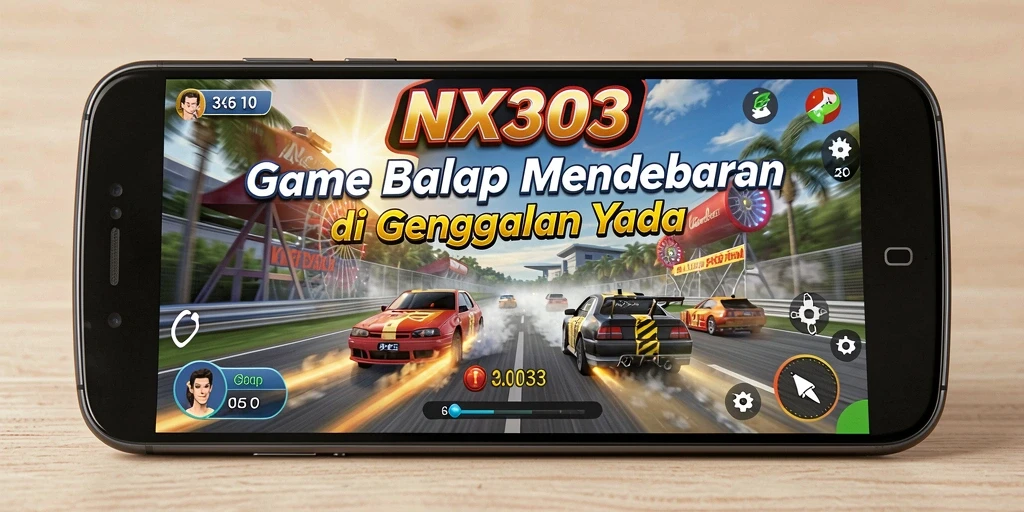Screenshot gameplay balap NX303 yang penuh aksi dan kecepatan.