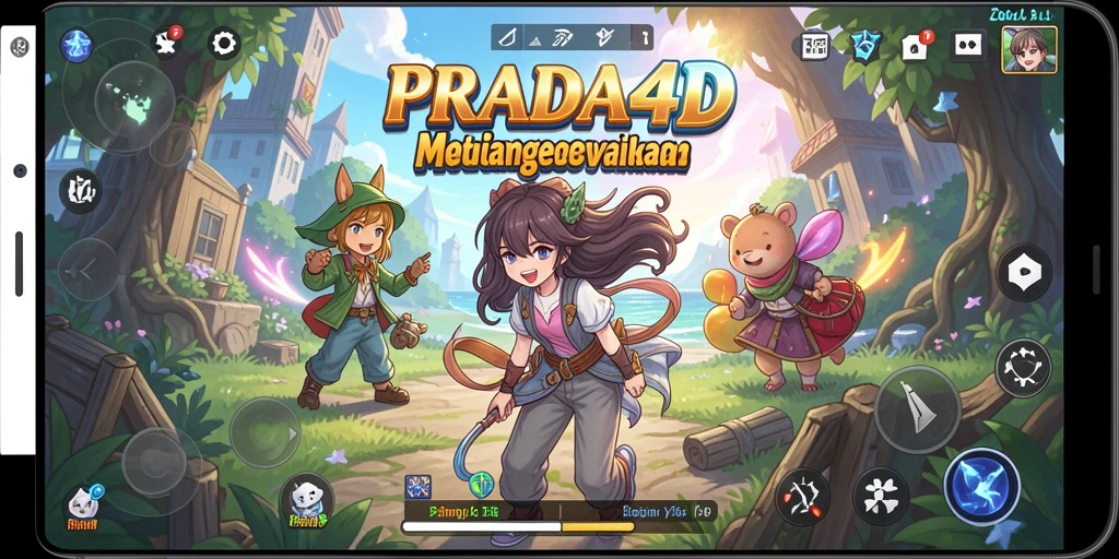 Screenshot gameplay PRADA4D menampilkan aksi karakter anime yang seru.