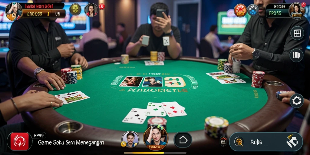 Tampilan gameplay RP99 dengan suasana poker yang mendebarkan.