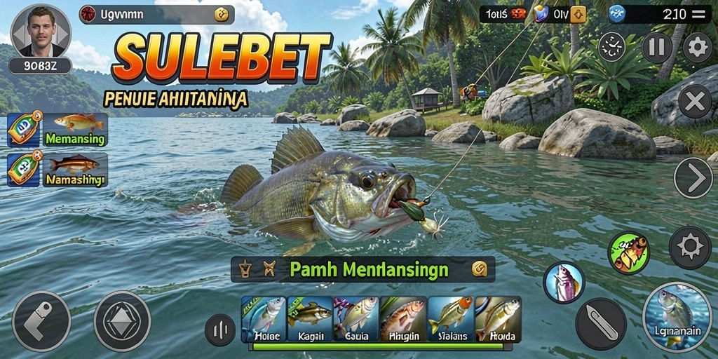 Gambar gameplay SULEBET yang menunjukkan aksi memancing yang seru.