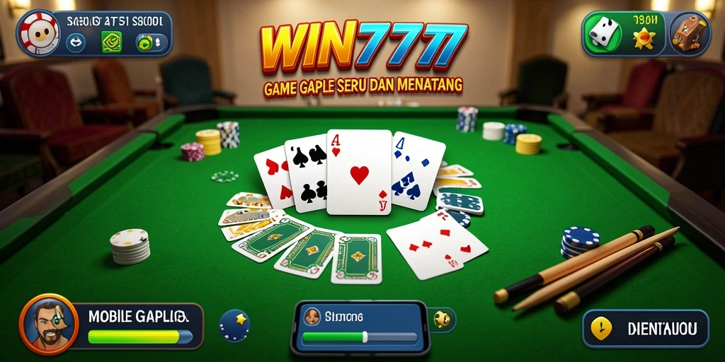 Screenshot gameplay WIN777 menampilkan keseruan bermain Gaple.